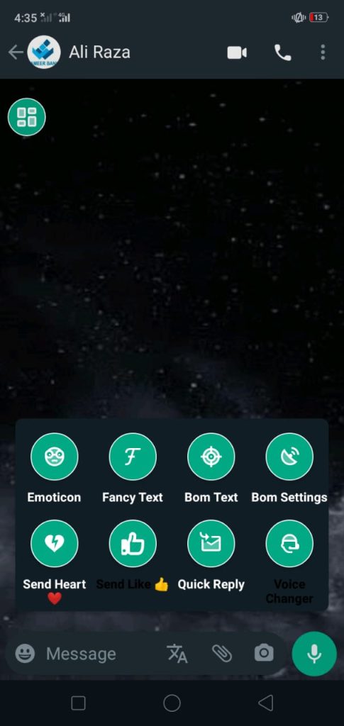 NA7 WhatsApp conversation screen. 